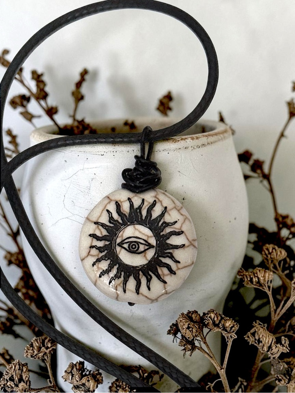 5 For $25💫Celestial Cream Sun Eye Pendant Pendant Necklace-Spiritual